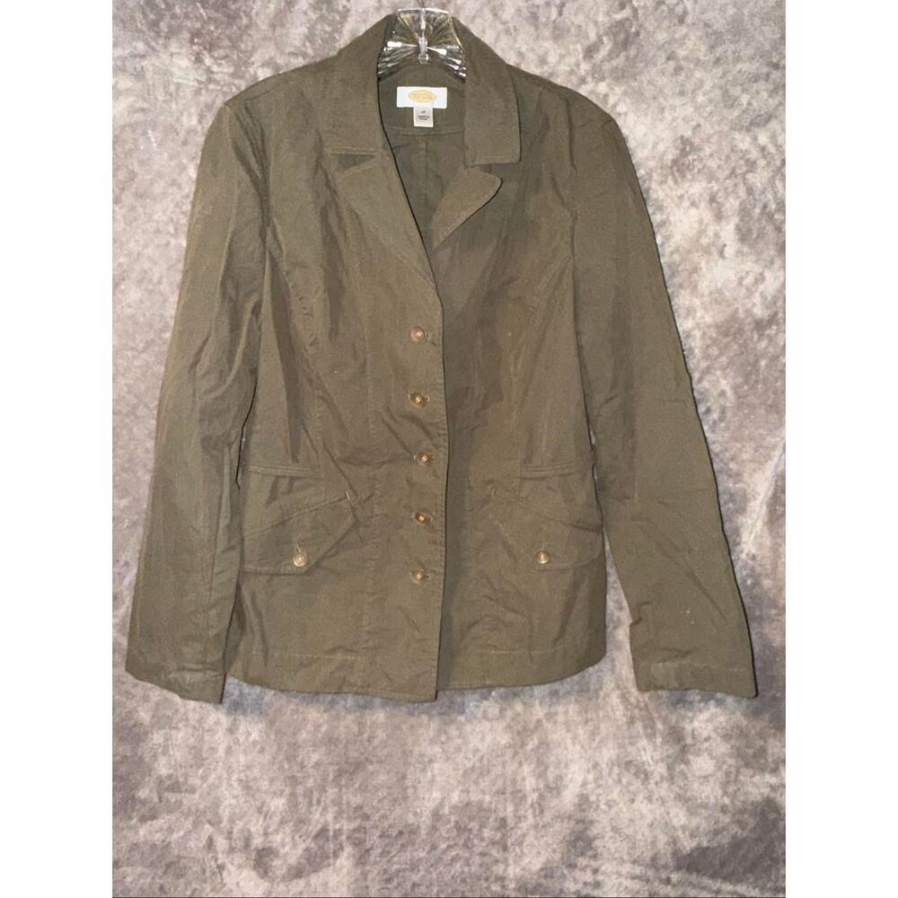 Talbots Army Green Button Front Pocket Blazer Siz… - image 2